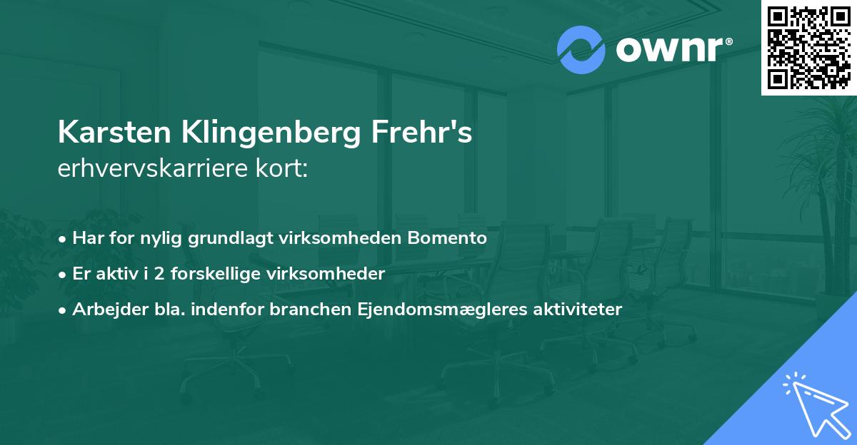 Karsten Klingenberg Frehr's erhvervskarriere kort