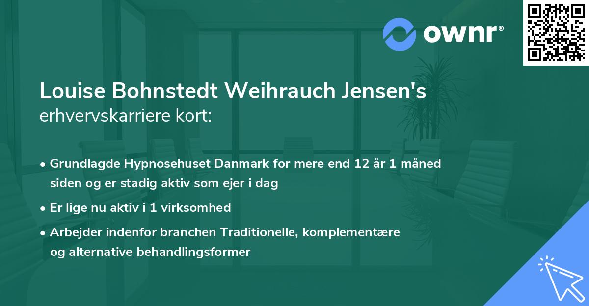 Louise Bohnstedt Weihrauch Jensen's erhvervskarriere kort