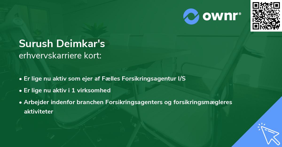 Surush Deimkar's erhvervskarriere kort