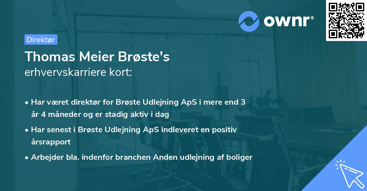 Thomas Meier Brøste's erhvervskarriere kort