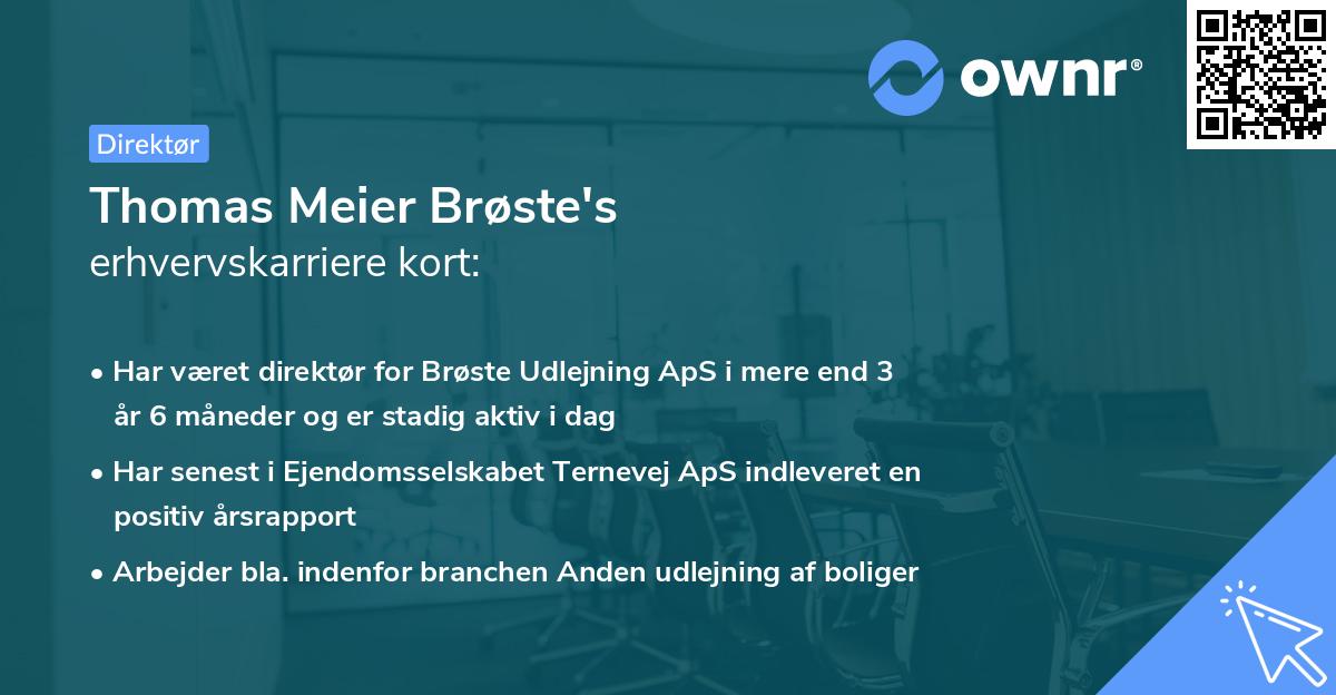 Thomas Meier Brøste's erhvervskarriere kort