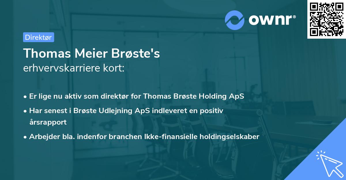 Thomas Meier Brøste's erhvervskarriere kort