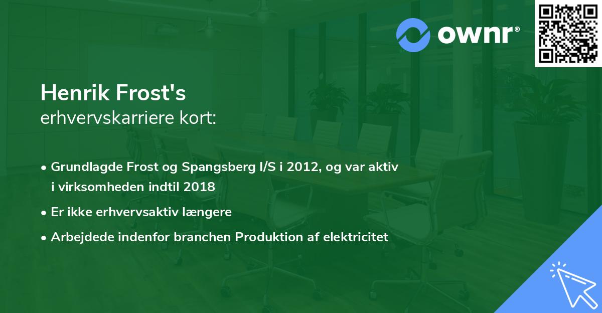 Henrik Frost's erhvervskarriere kort