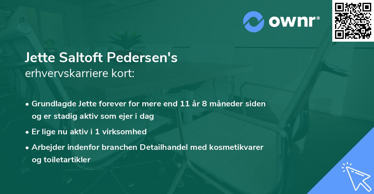Jette Saltoft Pedersen's erhvervskarriere kort