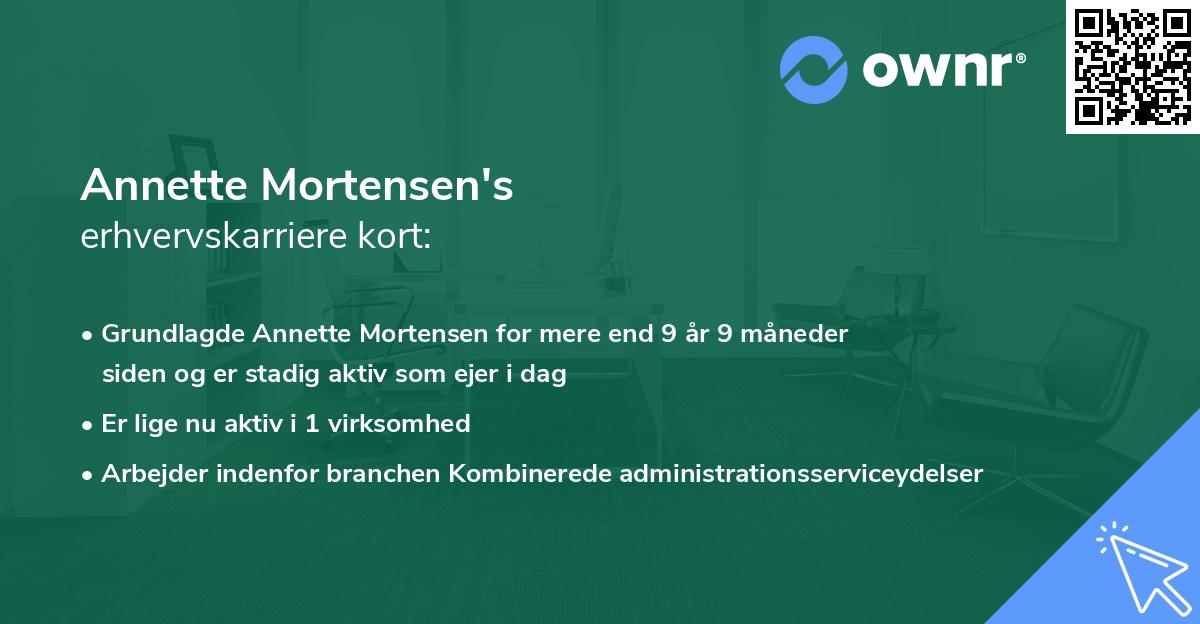 Annette Mortensen's erhvervskarriere kort