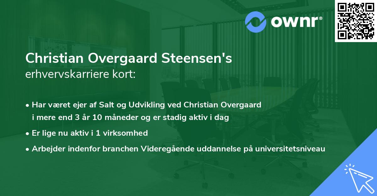 Christian Overgaard Steensen's erhvervskarriere kort