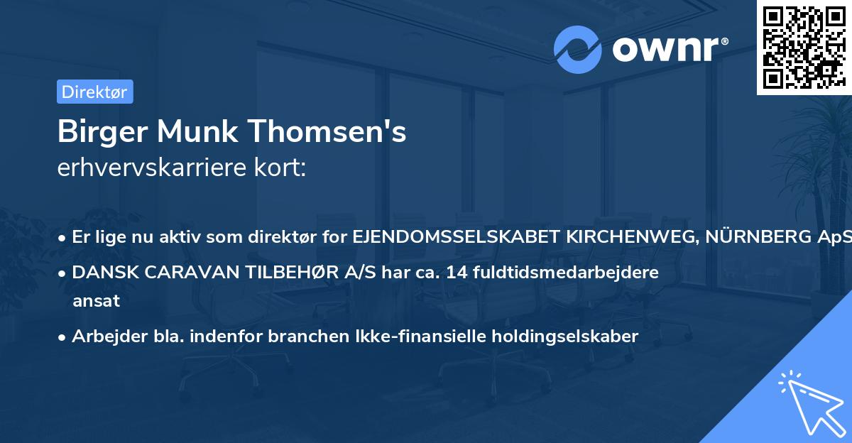 Birger Munk Thomsen's erhvervskarriere kort