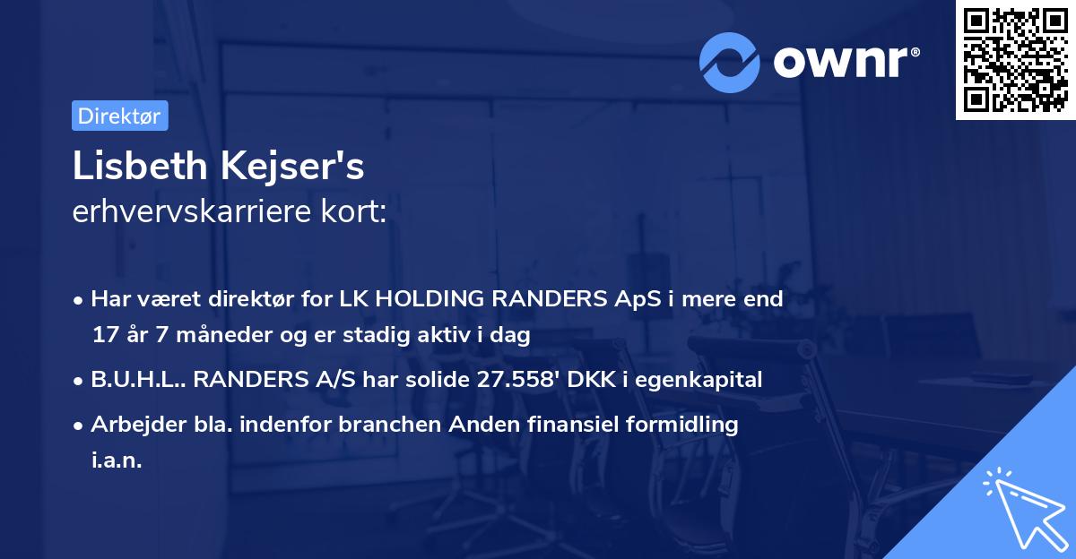 Lisbeth Kejser's erhvervskarriere kort
