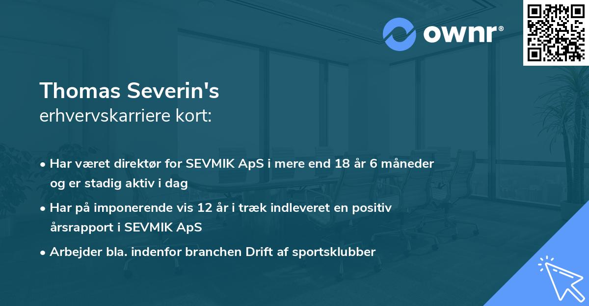 Thomas Severin's erhvervskarriere kort