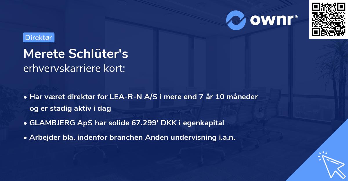 Merete Schlüter's erhvervskarriere kort