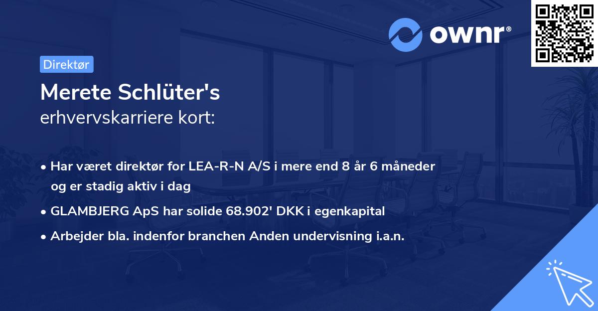 Merete Schlüter's erhvervskarriere kort