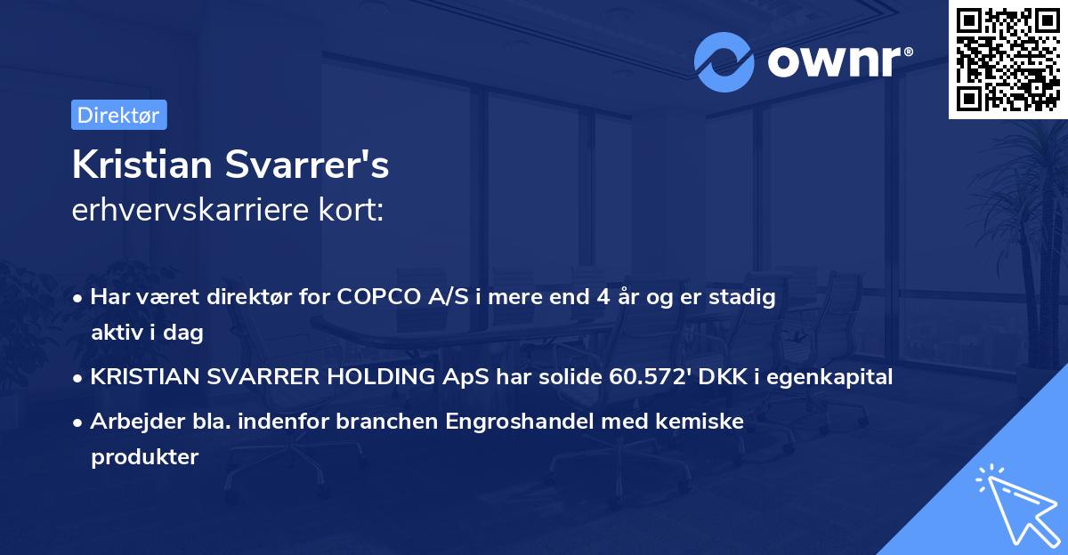 Kristian Svarrer's erhvervskarriere kort