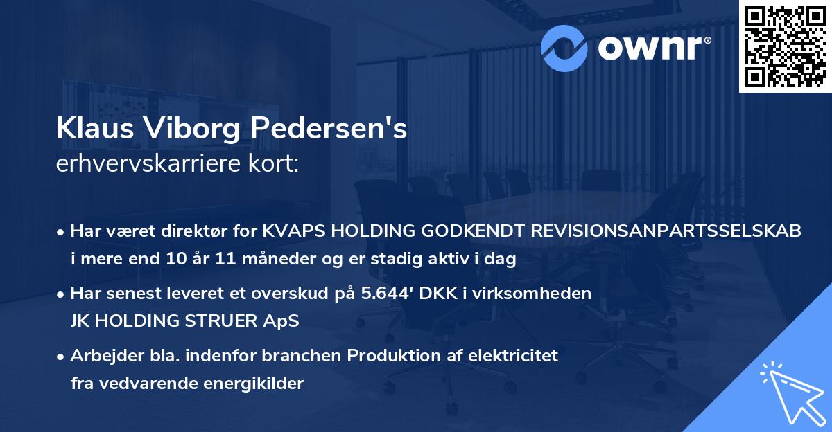 Klaus Viborg Pedersen's erhvervskarriere kort