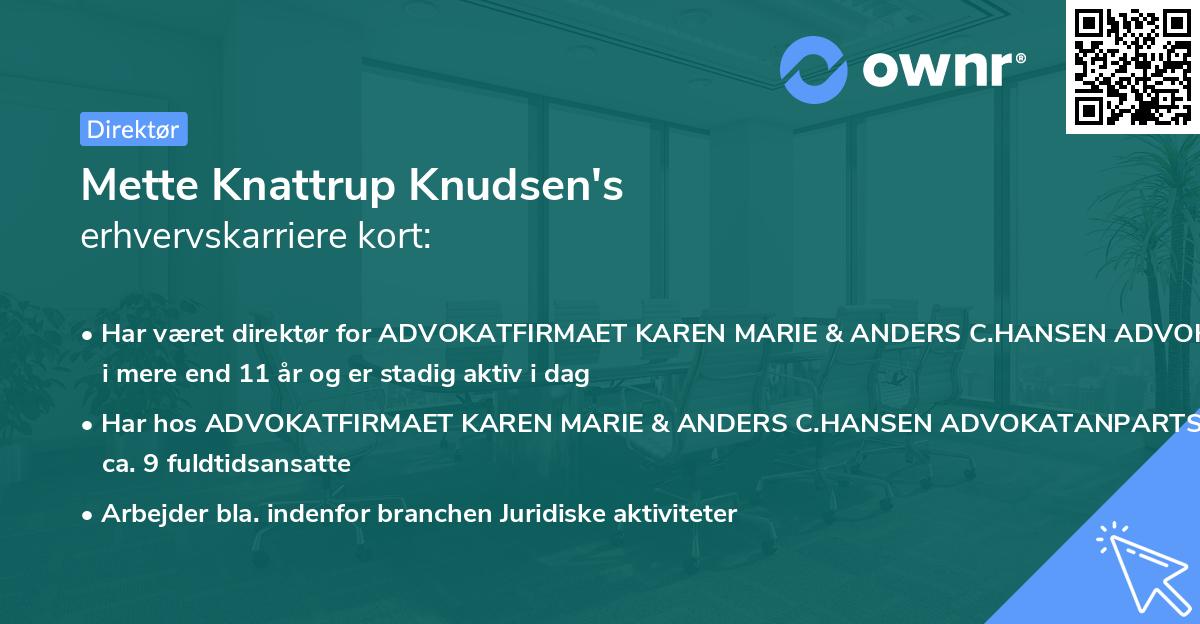 Mette Knattrup Knudsen's erhvervskarriere kort