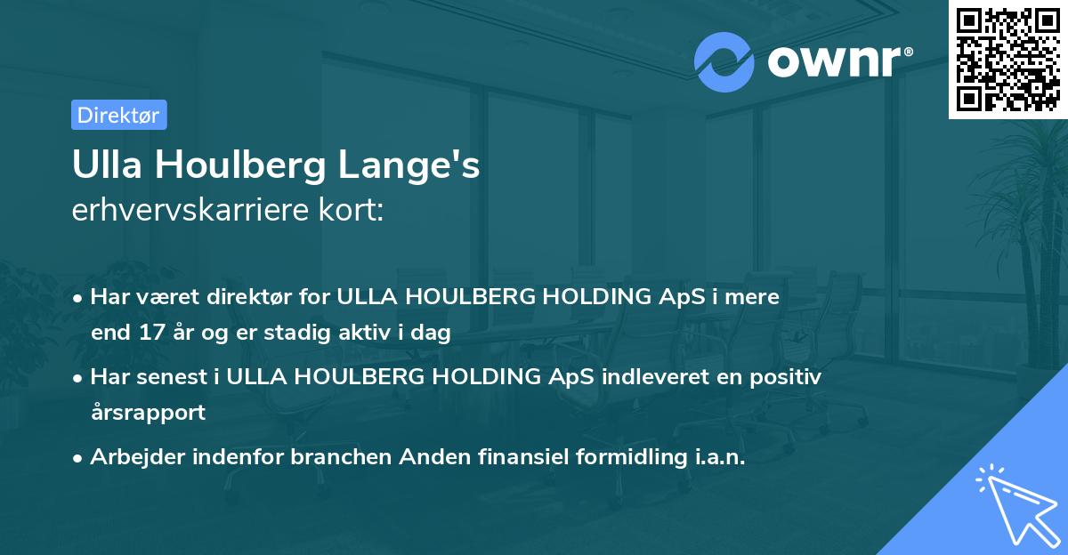 Ulla Houlberg Lange's erhvervskarriere kort