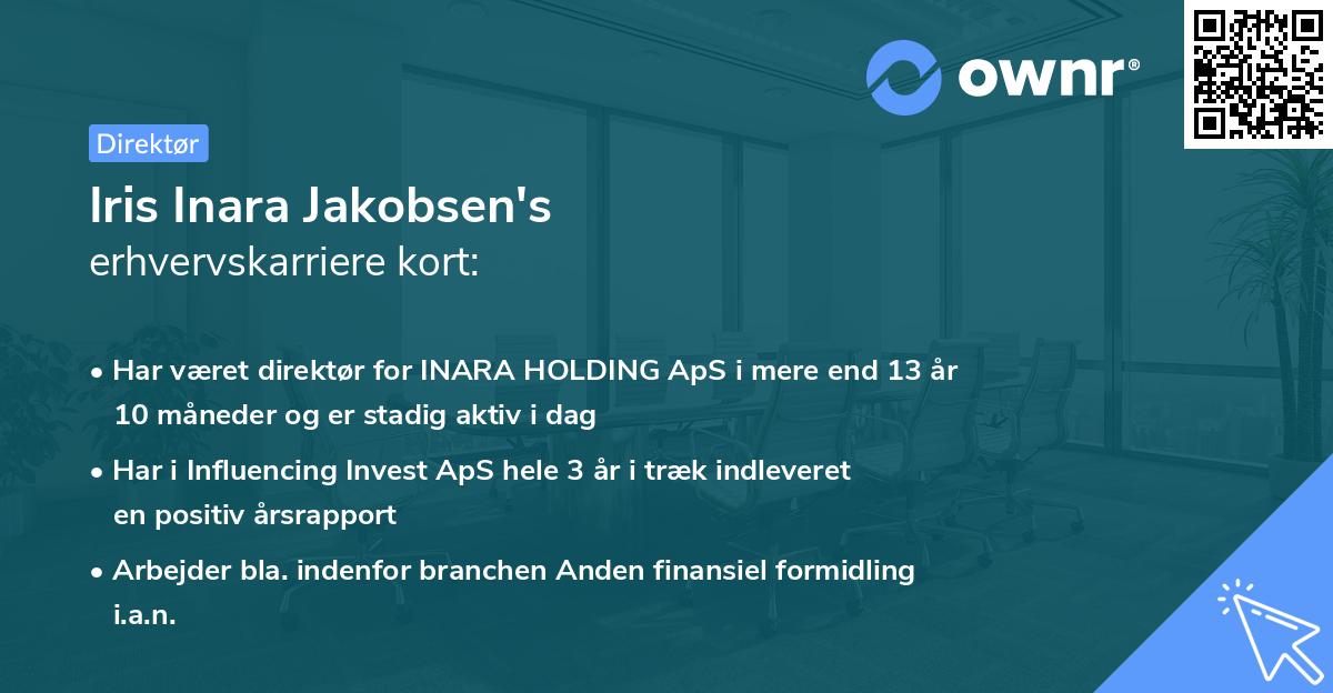 Iris Inara Jakobsen's erhvervskarriere kort