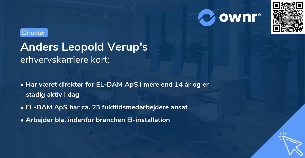 Anders Leopold Verup's erhvervskarriere kort