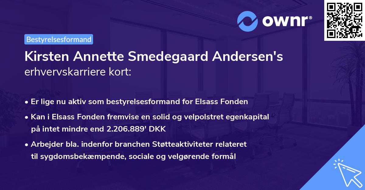 Kirsten Annette Smedegaard Andersen's erhvervskarriere kort