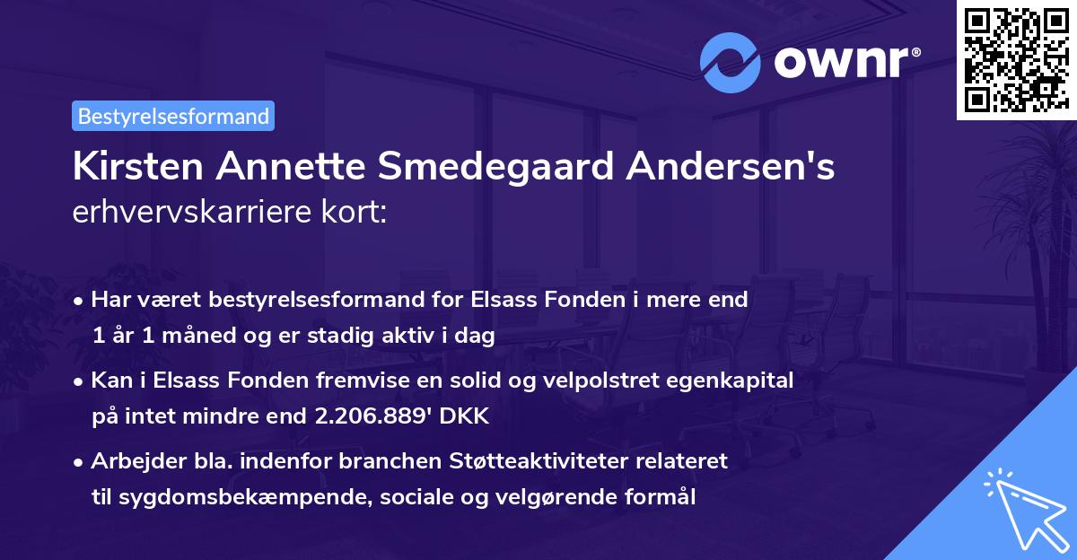 Kirsten Annette Smedegaard Andersen's erhvervskarriere kort