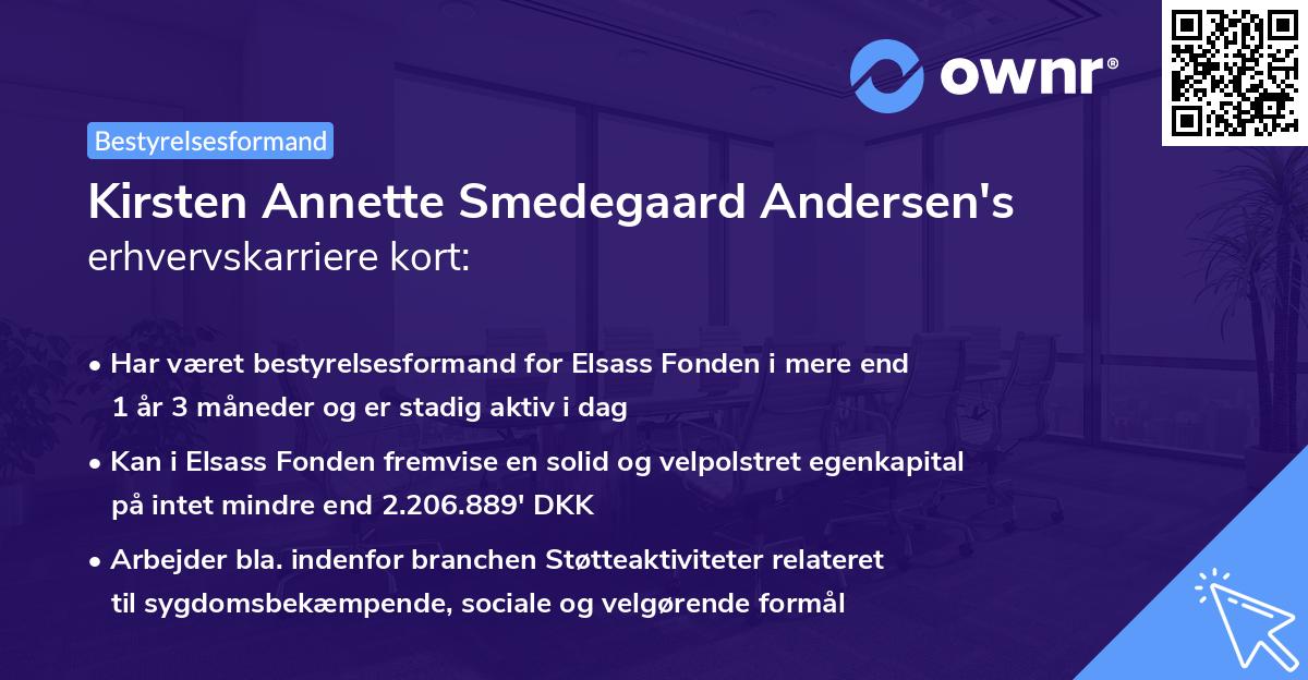 Kirsten Annette Smedegaard Andersen's erhvervskarriere kort