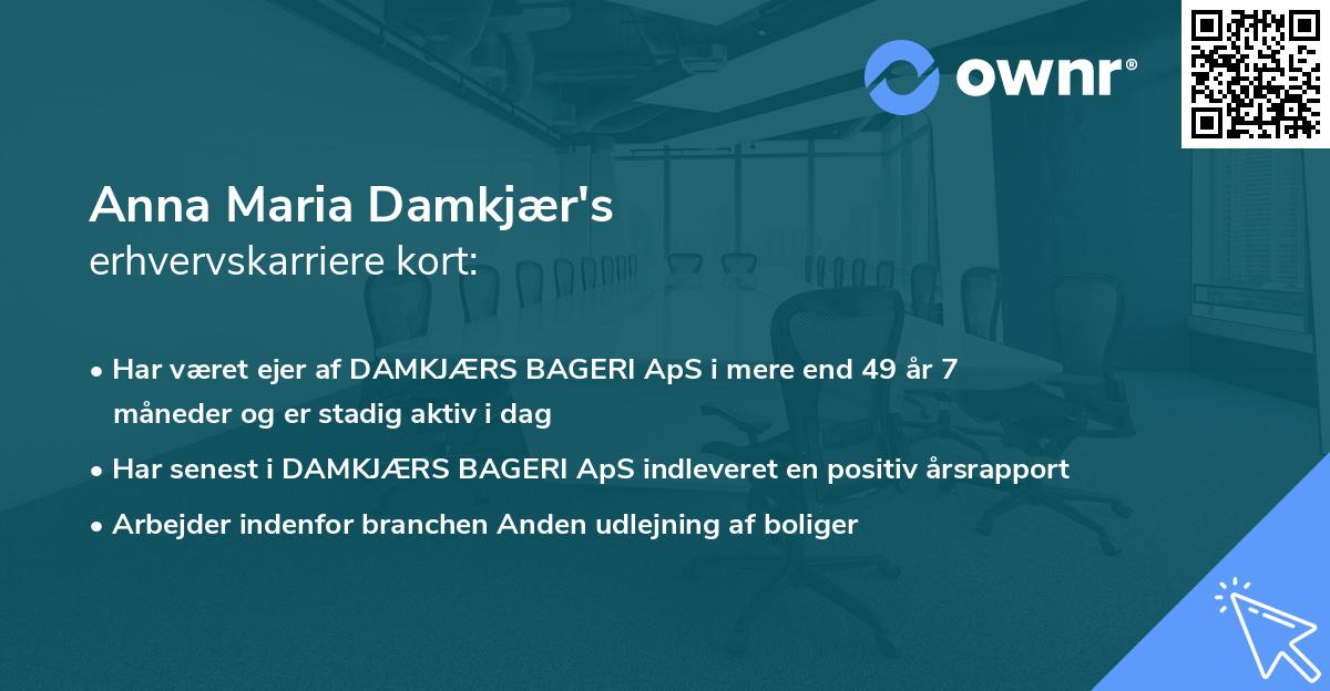 Anna Maria Damkjær's erhvervskarriere kort