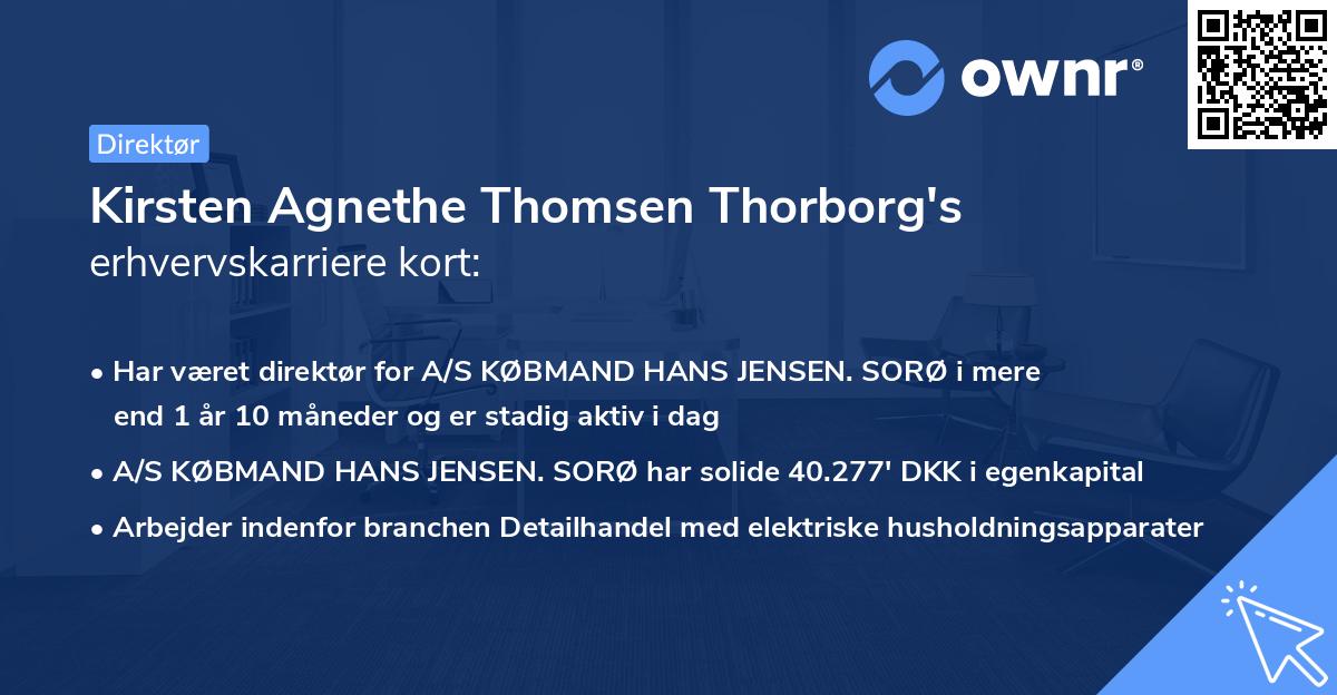 Kirsten Agnethe Thomsen Thorborg's erhvervskarriere kort