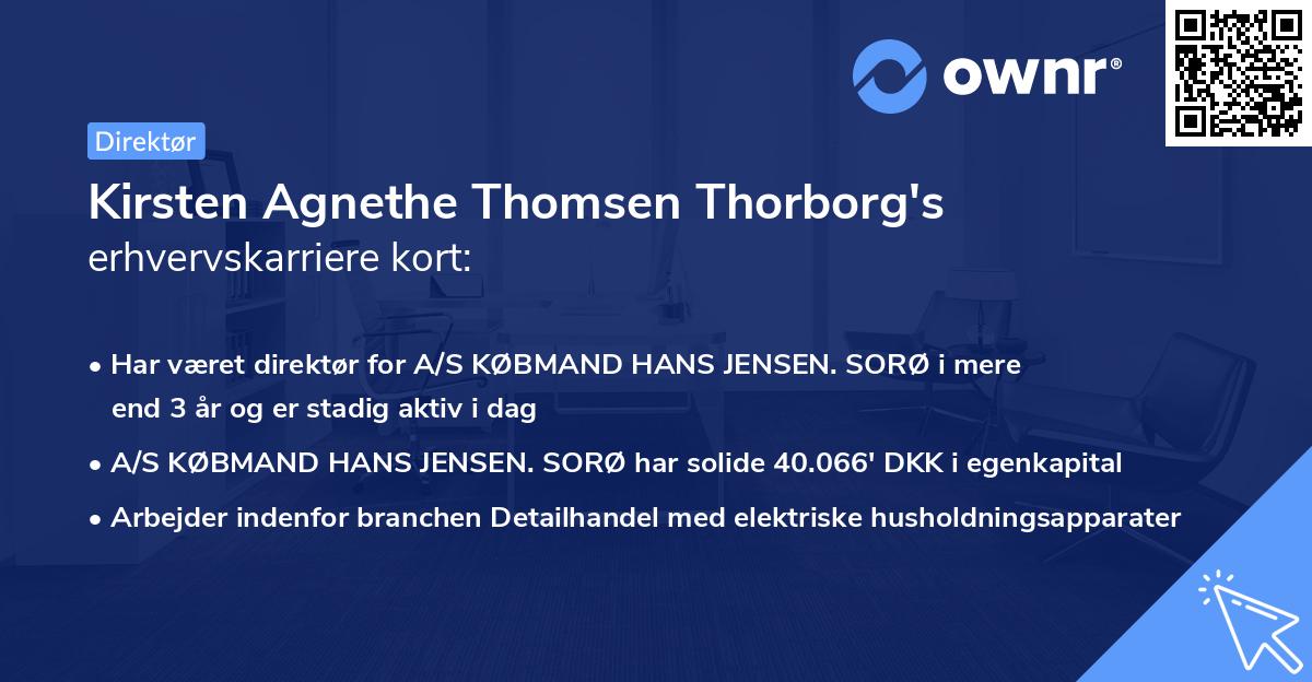 Kirsten Agnethe Thomsen Thorborg's erhvervskarriere kort