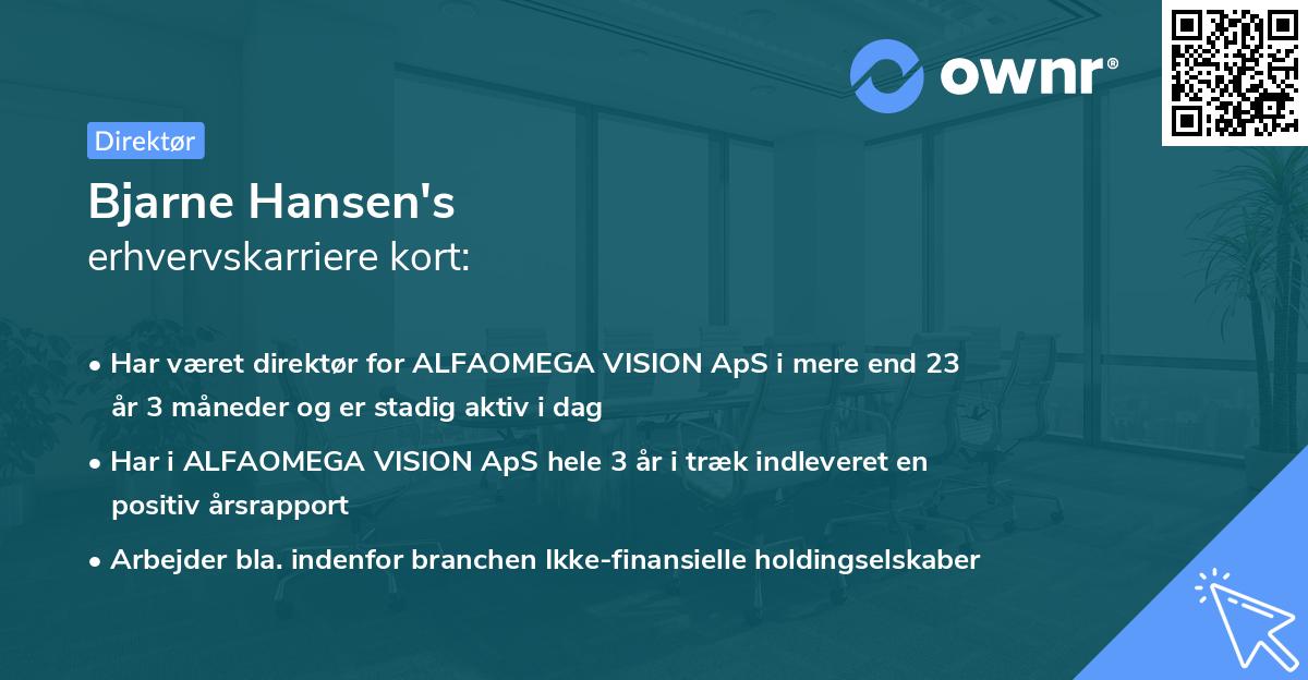 Bjarne Hansen's erhvervskarriere kort