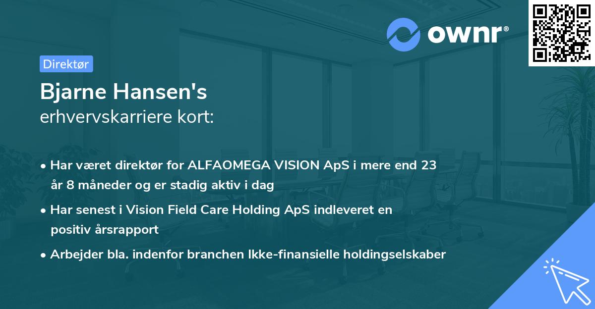 Bjarne Hansen's erhvervskarriere kort