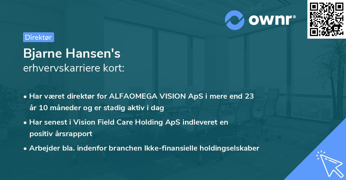 Bjarne Hansen's erhvervskarriere kort