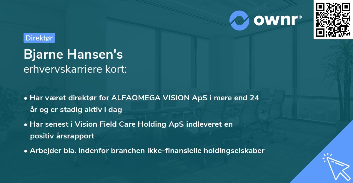 Bjarne Hansen's erhvervskarriere kort