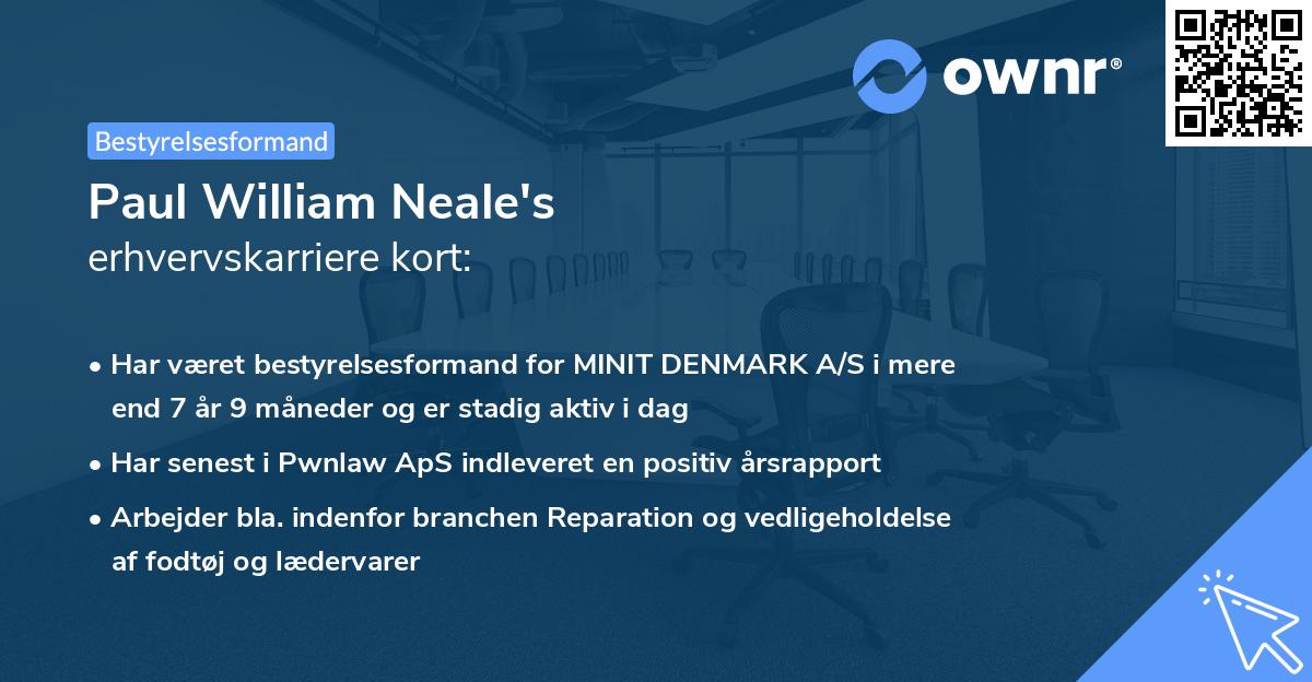 Paul William Neale's erhvervskarriere kort