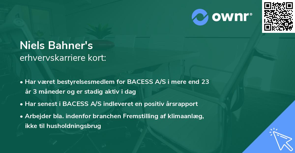 Niels Bahner's erhvervskarriere kort