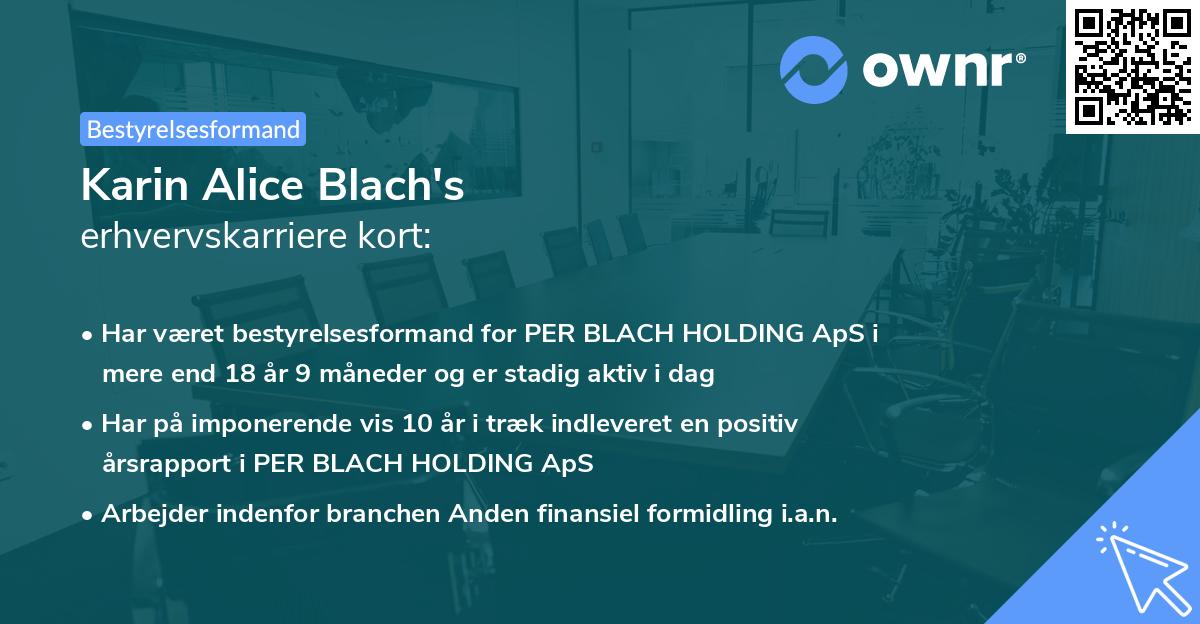 Karin Alice Blach's erhvervskarriere kort
