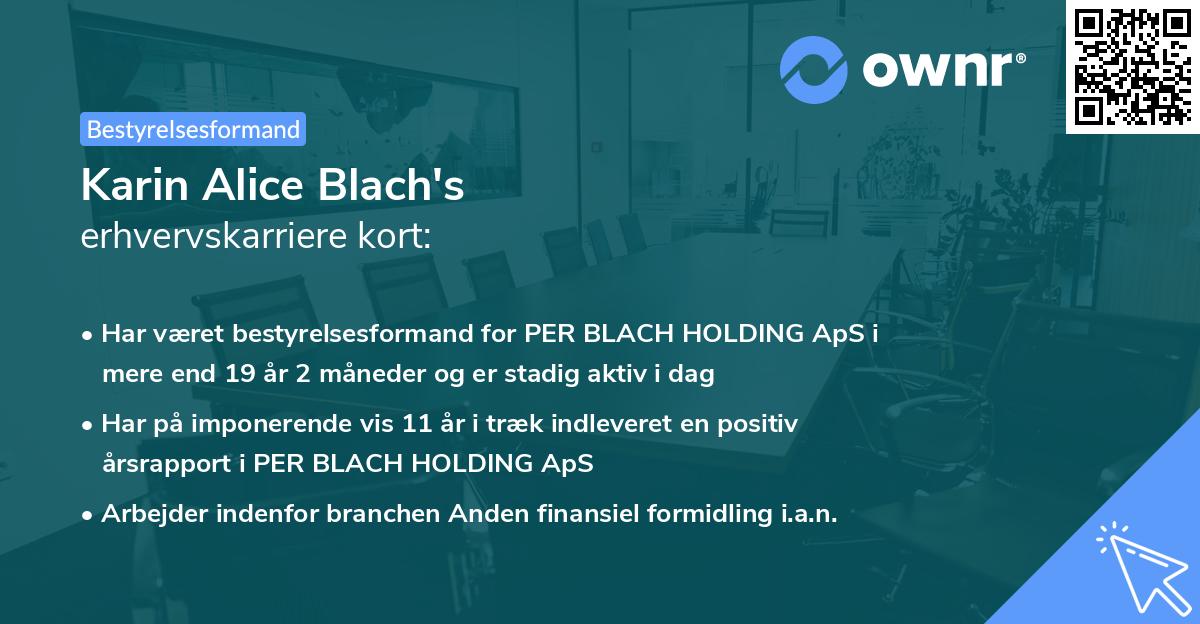 Karin Alice Blach's erhvervskarriere kort