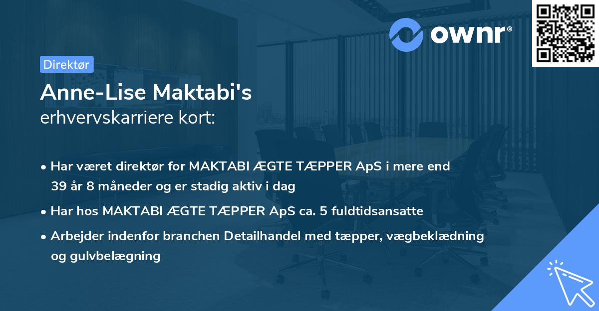 Anne-Lise Maktabi's erhvervskarriere kort