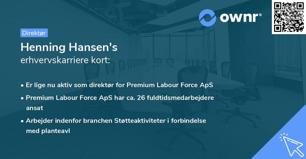 Henning Hansen's erhvervskarriere kort