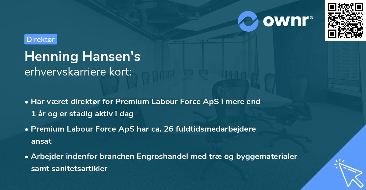 Henning Hansen's erhvervskarriere kort