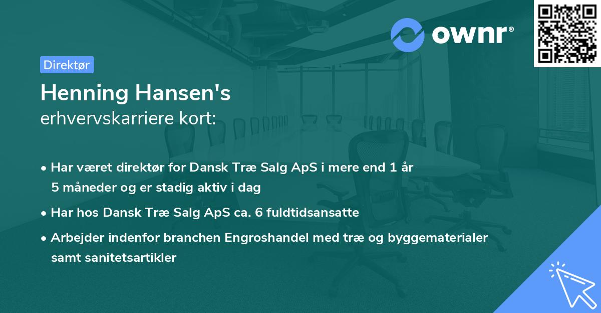 Henning Hansen's erhvervskarriere kort