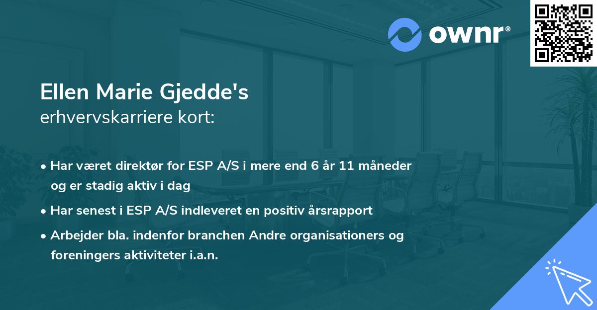 Ellen Marie Gjedde's erhvervskarriere kort