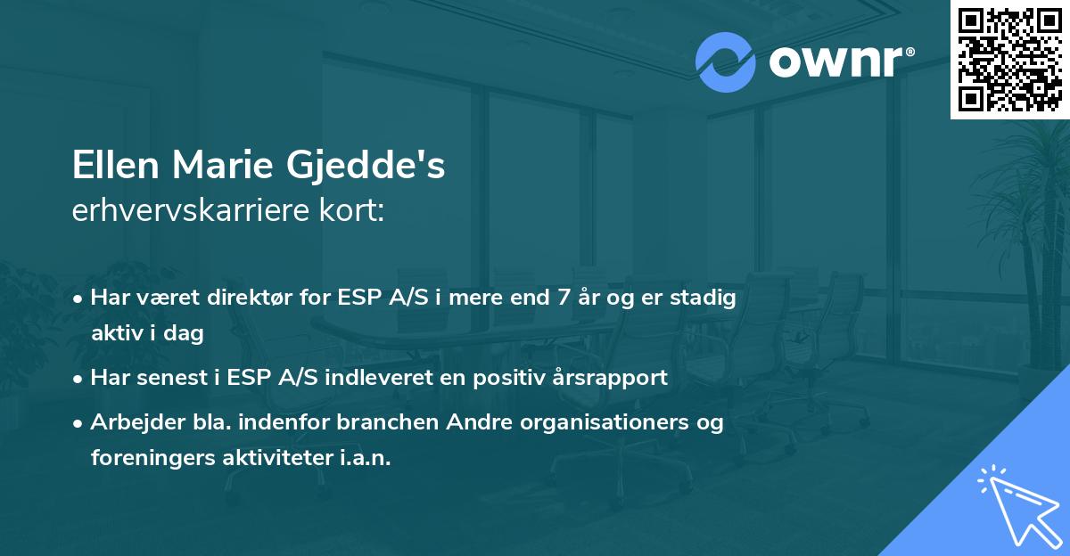 Ellen Marie Gjedde's erhvervskarriere kort