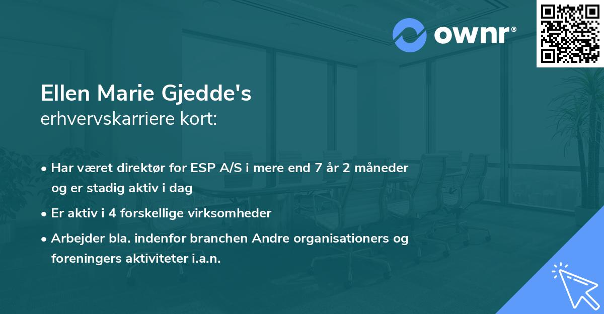 Ellen Marie Gjedde's erhvervskarriere kort