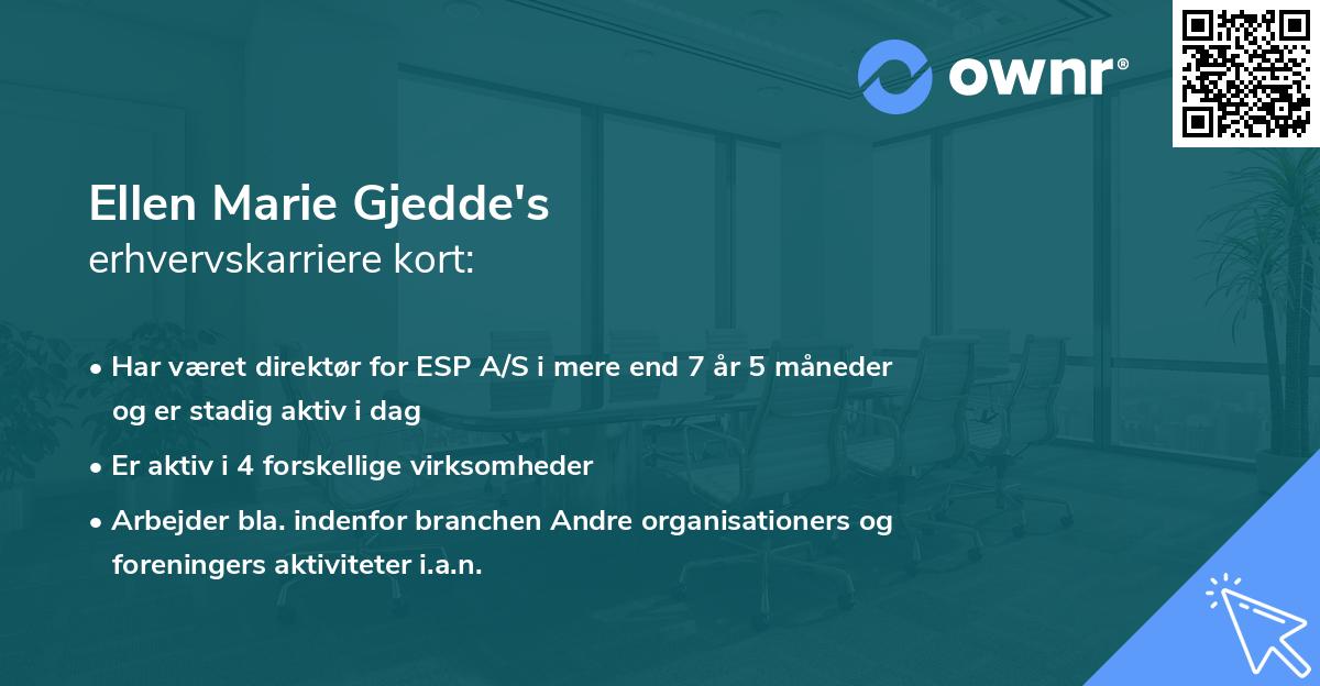 Ellen Marie Gjedde's erhvervskarriere kort