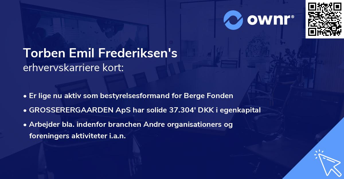 Torben Emil Frederiksen's erhvervskarriere kort