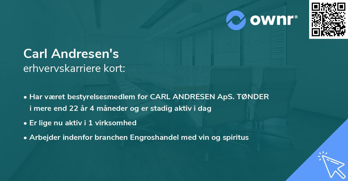 Carl Andresen's erhvervskarriere kort