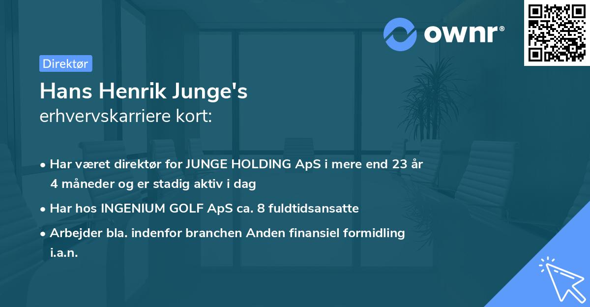 Hans Henrik Junge's erhvervskarriere kort