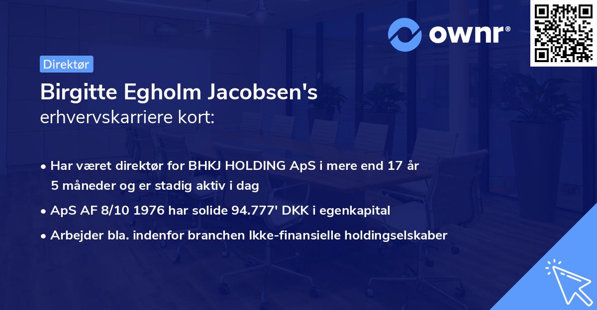 Birgitte Egholm Jacobsen's erhvervskarriere kort