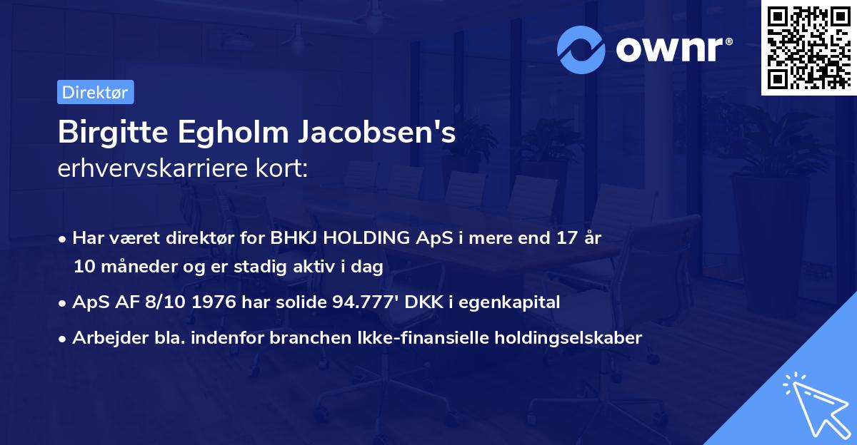 Birgitte Egholm Jacobsen's erhvervskarriere kort