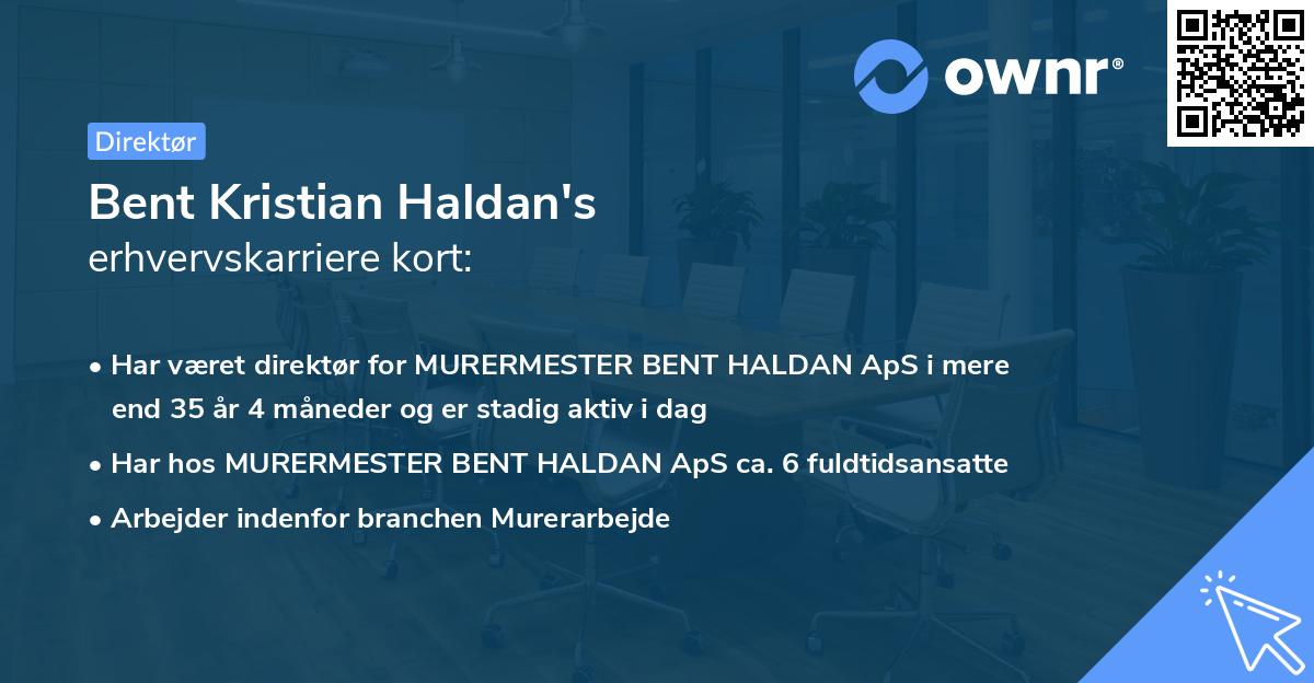 Bent Kristian Haldan's erhvervskarriere kort