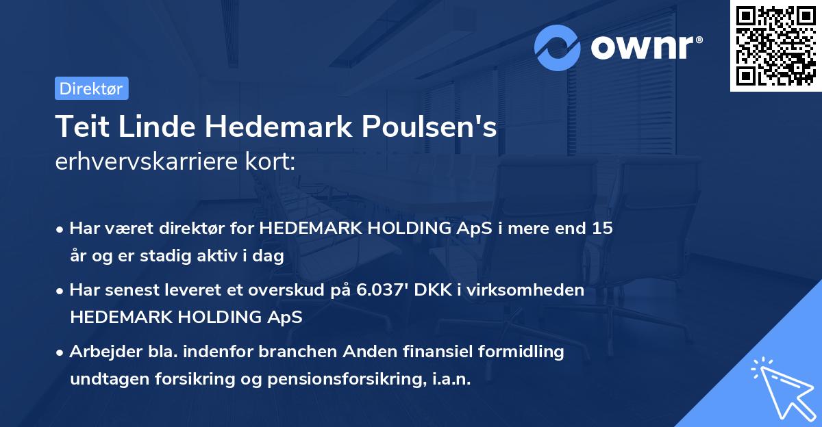 Teit Linde Hedemark Poulsen's erhvervskarriere kort